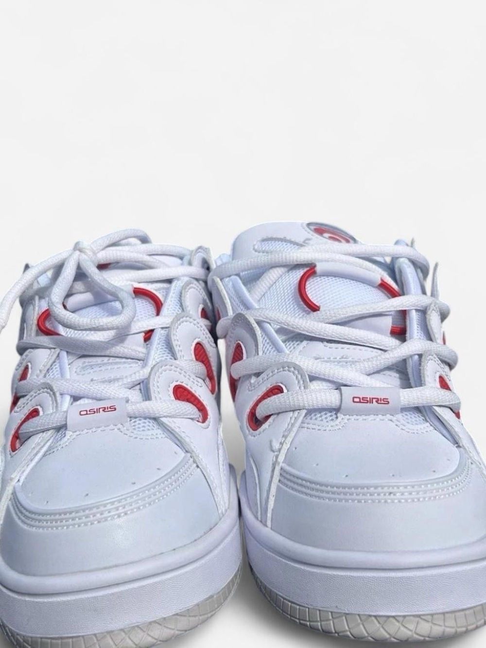 Osiris Kids White Sneakers with Red Accents